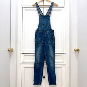 Madewell Skinny Side Zip Stretchy Denim Overalls in Cedarburg Wash Womens S